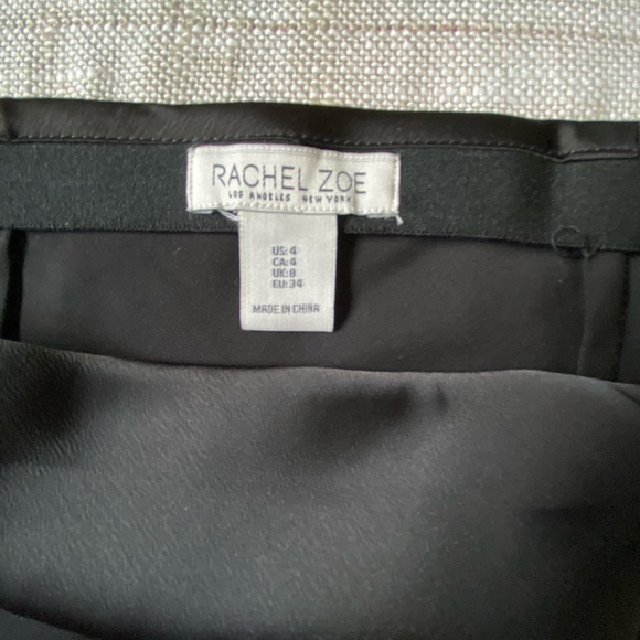 Rachel Zoe Black Satin Sheen Pull On Slip Casual Office Midi Skirt- Size- 4 - Picture 8 of 14